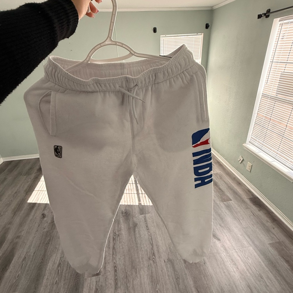NBA White Kids Joggers with Blue and Red Side Branding